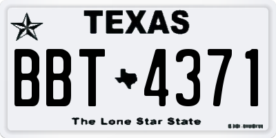 TX license plate BBT4371