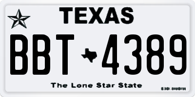TX license plate BBT4389
