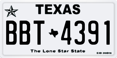 TX license plate BBT4391