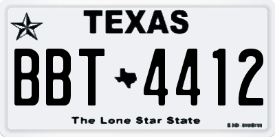 TX license plate BBT4412