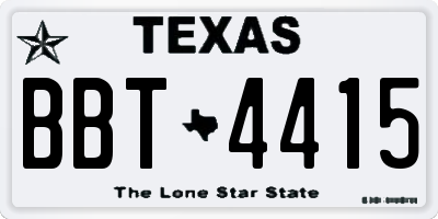 TX license plate BBT4415