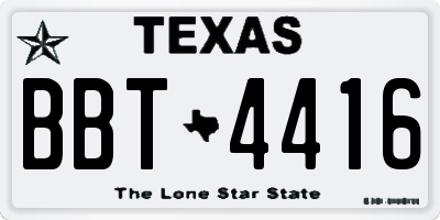 TX license plate BBT4416