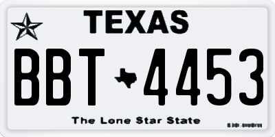 TX license plate BBT4453