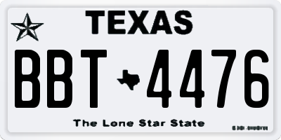 TX license plate BBT4476