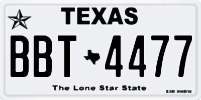 TX license plate BBT4477