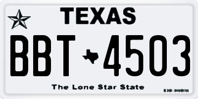 TX license plate BBT4503