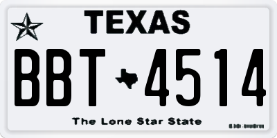 TX license plate BBT4514