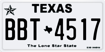 TX license plate BBT4517