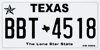 TX license plate BBT4518
