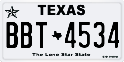 TX license plate BBT4534