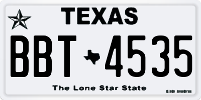 TX license plate BBT4535