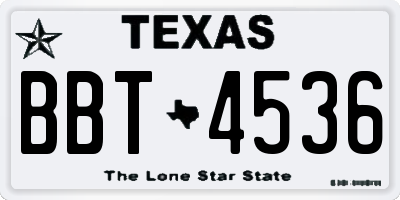 TX license plate BBT4536