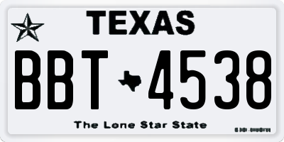 TX license plate BBT4538