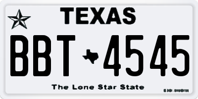 TX license plate BBT4545