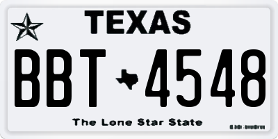TX license plate BBT4548