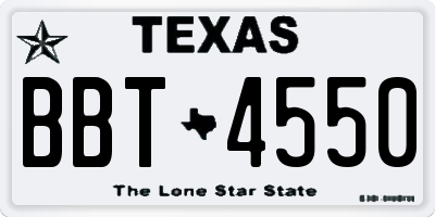 TX license plate BBT4550