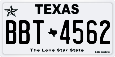 TX license plate BBT4562