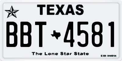 TX license plate BBT4581