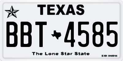 TX license plate BBT4585