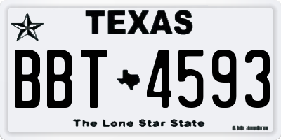 TX license plate BBT4593