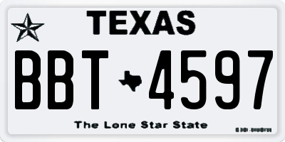 TX license plate BBT4597