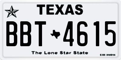 TX license plate BBT4615