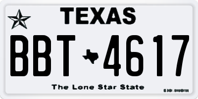 TX license plate BBT4617