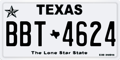 TX license plate BBT4624