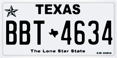 TX license plate BBT4634