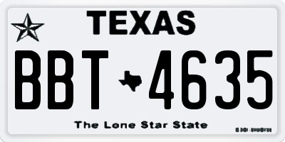 TX license plate BBT4635