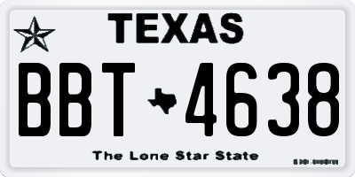 TX license plate BBT4638