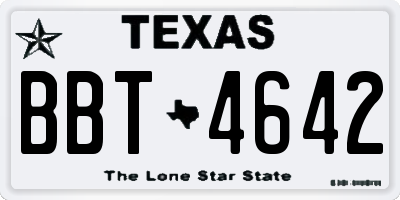TX license plate BBT4642