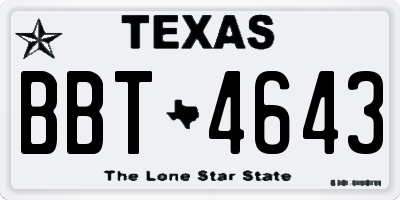 TX license plate BBT4643