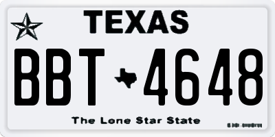 TX license plate BBT4648