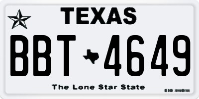 TX license plate BBT4649