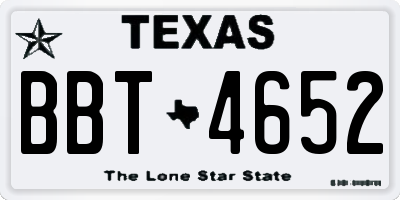 TX license plate BBT4652