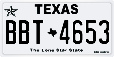 TX license plate BBT4653