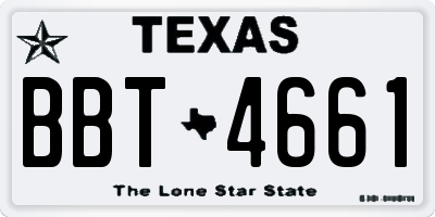 TX license plate BBT4661