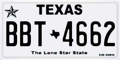 TX license plate BBT4662