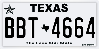 TX license plate BBT4664