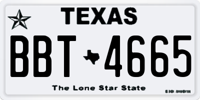 TX license plate BBT4665