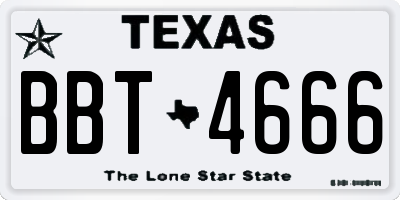 TX license plate BBT4666