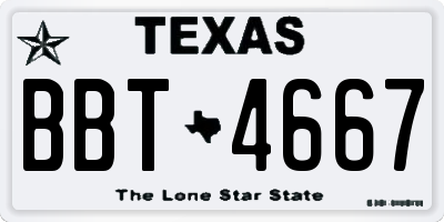 TX license plate BBT4667