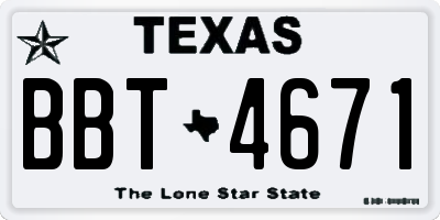 TX license plate BBT4671