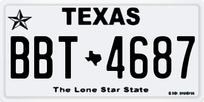 TX license plate BBT4687