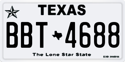 TX license plate BBT4688