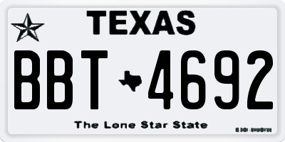 TX license plate BBT4692
