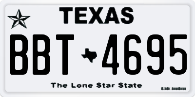 TX license plate BBT4695