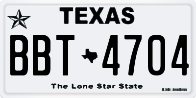 TX license plate BBT4704