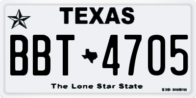 TX license plate BBT4705